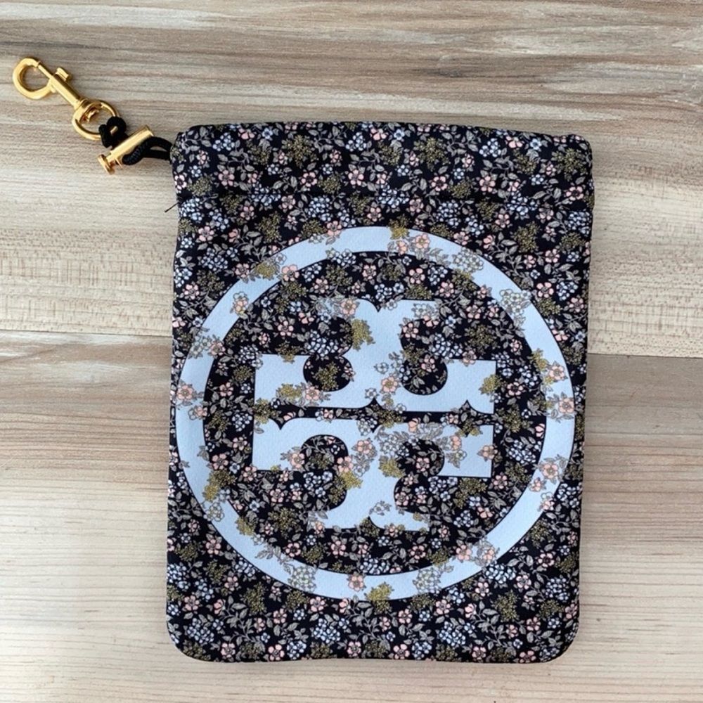 Tory Burch Black Floral Pouch